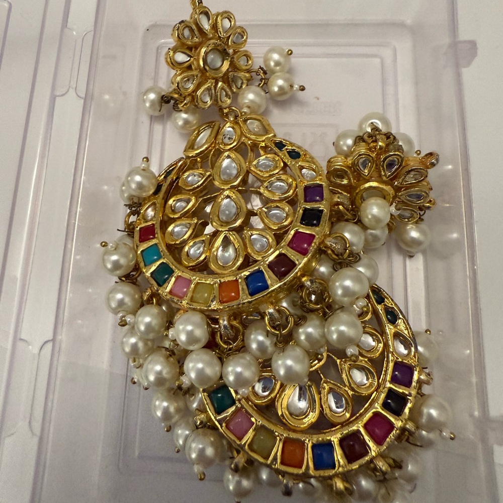 India Boutique Gold Multicolor Pearl Earrings